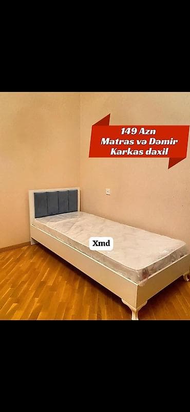 Tək nəfərlik çarpayı dəsti - Komlekt: çarpayı, matras və dəmir karkas