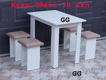 quxna mebel: Mətbəx üçün, Yeni, Açılmayan, Kvadrat masa, 4 stul — 6