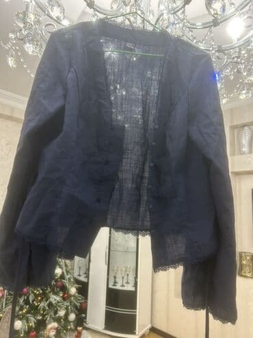qara jaket: Qadınlar üçün nazik yaylıq/kofta üstü jaket - Rəng: tünd göy - Bədən — 1