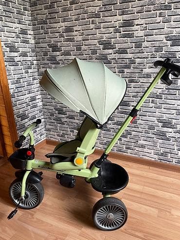 velosib: Uşaq üçün 3 təkərli velosiped-araba (trike) - Rəng: açıq yaşıl - — 1