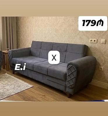stulla: Məhsul: 3‑yerlik divan - Rəng: tünd boz - Material: yumşaq toxumalı — 1