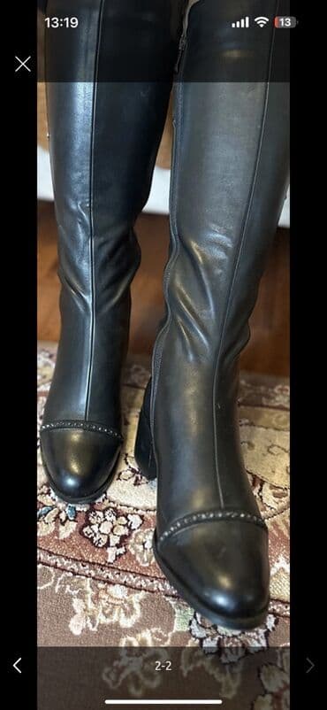 sapoqi: Qadın uzun çəkmə – Derihan - Rəng: qara - Material: hamar dəri — 2