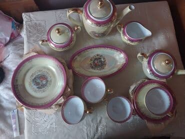 nimçe nedir: Çay dəsti, rəng - Qızılı, Farfor — 4