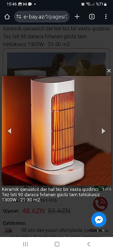 radiatır: Keramik qızdırıcı – sürətli və təhlükəsiz isitmə - Güc: 1300W - — 3