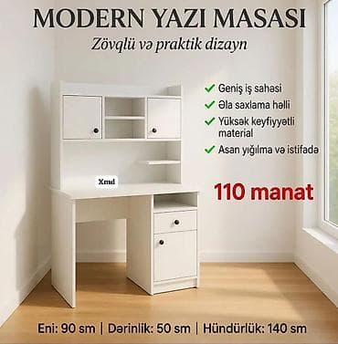 rəngli karandaş qiyməti: Modern Yazı Masası – zövqlü və praktik dizayn - Geniş iş səthi - Əla — 1
