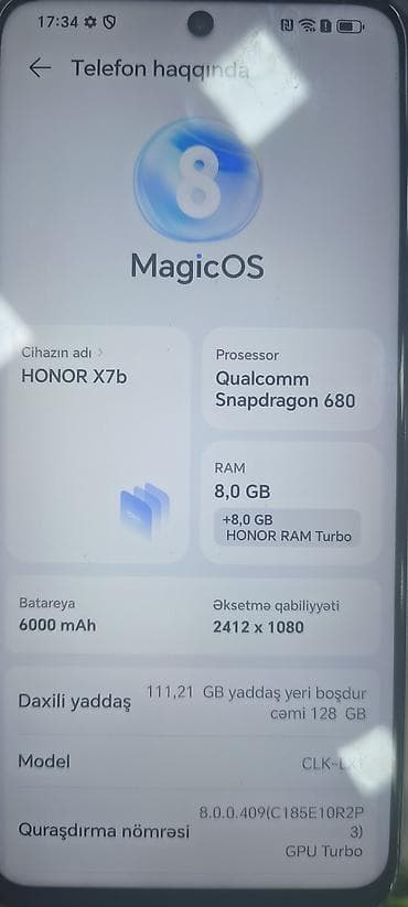 honor 7b: Honor X7b, 128 GB, rəng - Yaşıl, Sensor, Barmaq izi, İki sim kartlı — 2