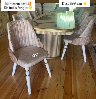 stol ucuz: Qonaq otağı üçün, Açılmayan, Oval masa, 6 stul — 1