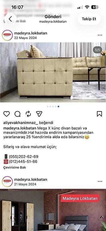 divan satisi: Yenidir 1500 alinib tecili satilir 500 isteyen endirim olunacag - — 5