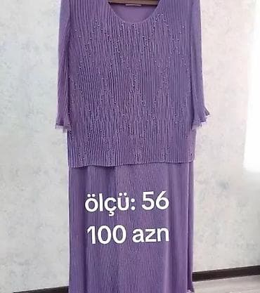 xonca bezemek: Bənövşəyi rəngdə şifon kimi yüngül fakturalı ikiqat dizaynlı don. Üst — 2