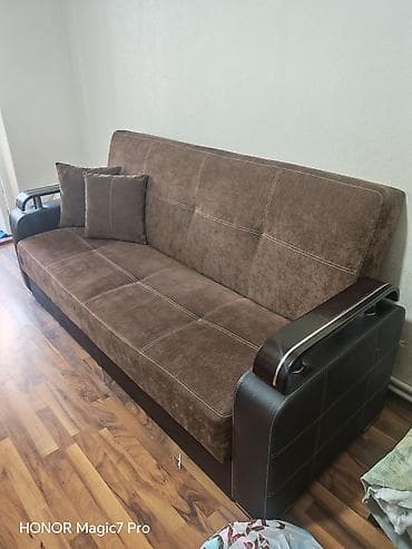 divan desti: Qonaq otağı dəsti – divan, 2 kreslo və jurnallıq masa - Rəng: qəhvəyi — 1