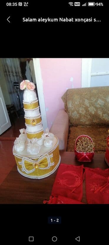 gəlin xoncaları: Xına/Nabat xonça dəsti - Qırmızı rəngdə ürək formalı xına xonçası — 2