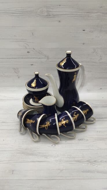 kofe servisi: Qəhvə dəsti, rəng - Göy, Kobalt, Reichenbach, 6 nəfərlik, Azərbaycan — 1