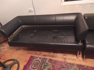 диваны в кафе: Угловой диван, Б/у, Кожа — 1