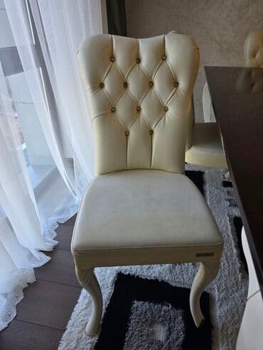 masa dəst: Qonaq otağı üçün, İşlənmiş, Açılmayan, Dördbucaq masa, 6 stul — 4