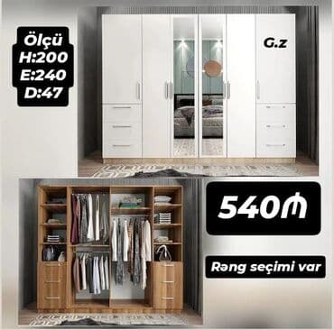 Açılan, 6 qapı Düz dolab, Qarderob, paltar dolabı lalafo.az -da Açılan, 6 qapı Düz dolab, Qarderob, paltar dolabı