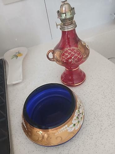 sufre: Qızılı dekorlu şüşə dəstləri - Material: qalın rəngli şüşə, üzərində — 3