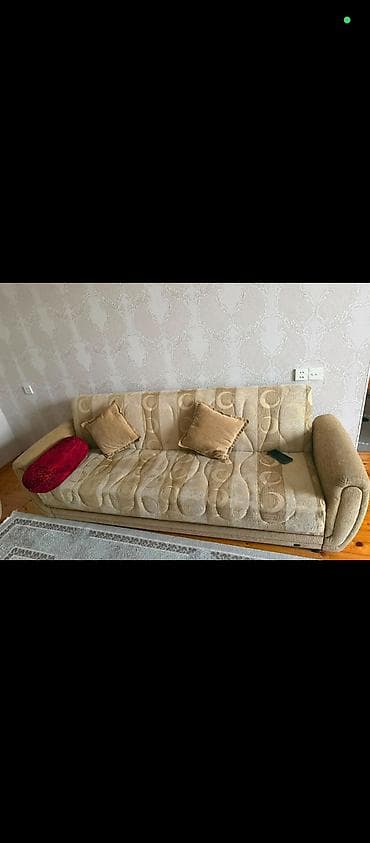 cay evi divanlari: Klassik bej rəng palitrasında 2 hissəli yumşaq mebel dəsti: - 1 ədəd — 2