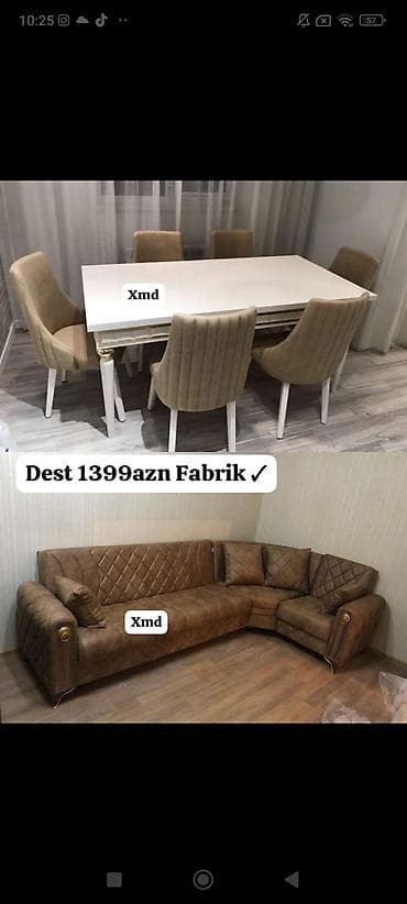 Ev üçün mebel: Mebel Dəsti – Fabrik istehsalı Dəst tərkibi: - Yemək masası + 6 ədəd — 1