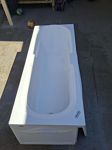 hamam qiymetleri: Akril vanna – ön panel və yan panellərlə - Material: akril (parlaq ağ — 2