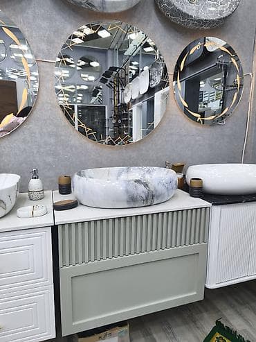 Mərmər üstdən quraşdırılan əl-üz yuyan qab və asma vannao­taq dolabı