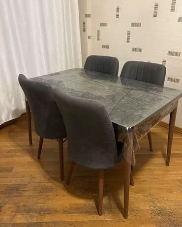 Taburetlər: Qonaq otağı üçün, İşlənmiş, Açılan, Kvadrat masa, 4 stul — 2