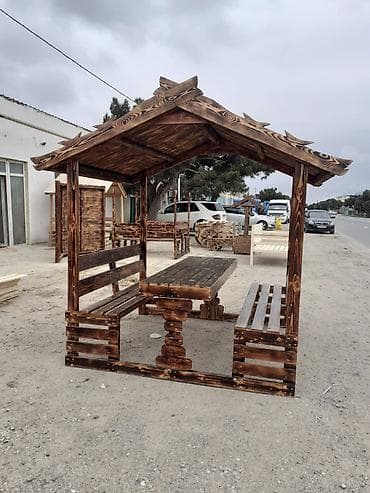 bag stullari: Məhsul: Taxta kölgəlikli bağ dəsti (qazelka) Təsvir: - Tamamilə — 2