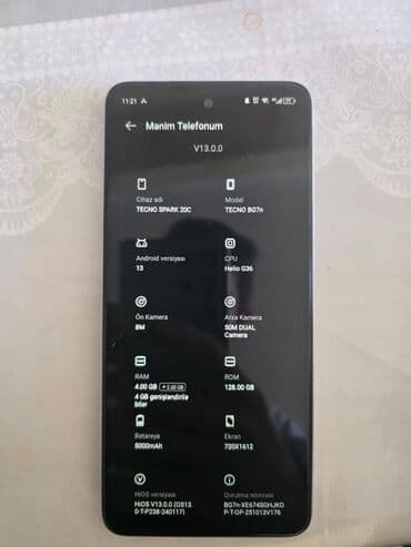 tecno camon 15: Tecno Spark 20, 128 GB, rəng - Ağ, Barmaq izi — 8