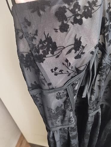 libaslar: Vintage qara mesh fakturalı çiçək naxışlı don — 2