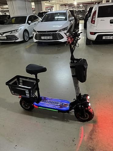 explore smart samokatlar: Elektrik skuter – oturacaqlı, səbətli, güclü işıqlandırma ilə 2 — 3