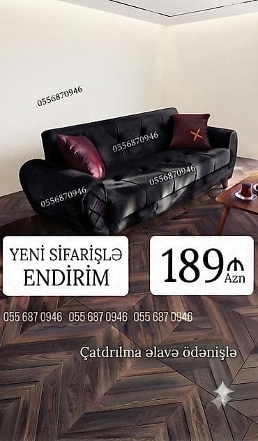Divan, Yeni, Açılan, Bazalı, Vеlur parça, Ödənişli çatdırılma