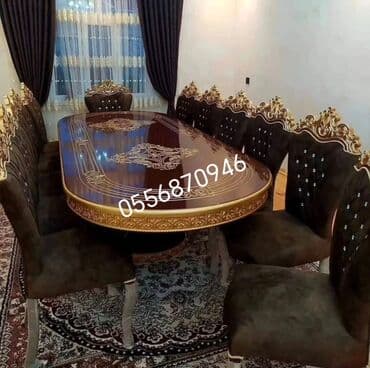 ders masaları: Qonaq otağı üçün, Yeni, Açılmayan, Dördbucaq masa, 6 stul — 12