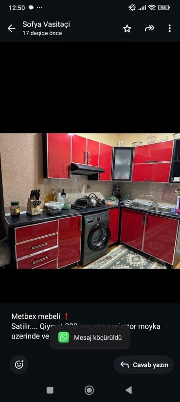 Metbex mebeli ❗️ Satilir. Qiymet 300 azn qaz aspirator moyka