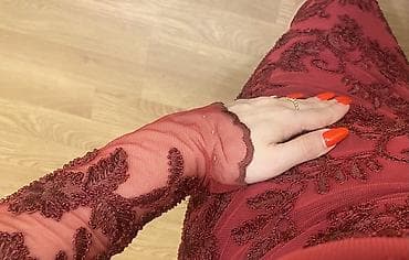 desd geyimler: Məhsul: Zərif qırmızı/marsala rəngli ziyafət paltarı - Model: Dizdən — 2