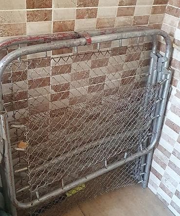 Железо Дворовые ворота, Механические, С фрамугой, цвет - Серебристый