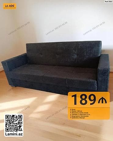 yer divanlari: Məhsul: Divan (Kod: 2663) - Ölçü: 200 sm - Mexanizm: Açılan, bazalı — 1
