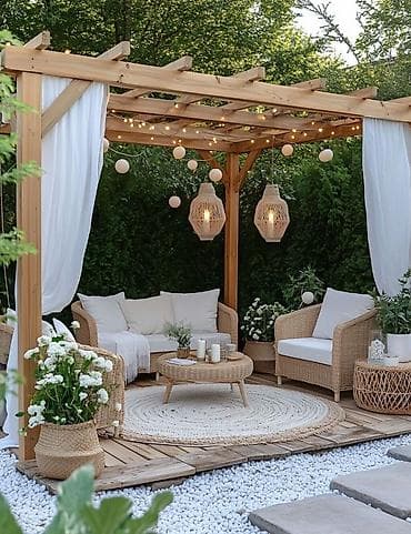 bezek bitkisi: Bağ üçün ağac konstruksiyalı pergola – estetik və funksional açıq hava — 6