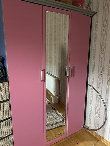 şkaf 2ci əl: 3 qapılı, Güzgülü, Digər rəng, Digər material, Açılan, Düz dolab — 1