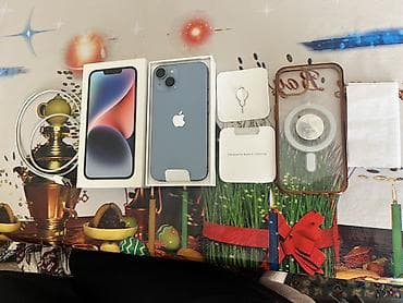 IPhone 14, 128 GB, Mavi, Zəmanət, Simsiz şarj, Face ID