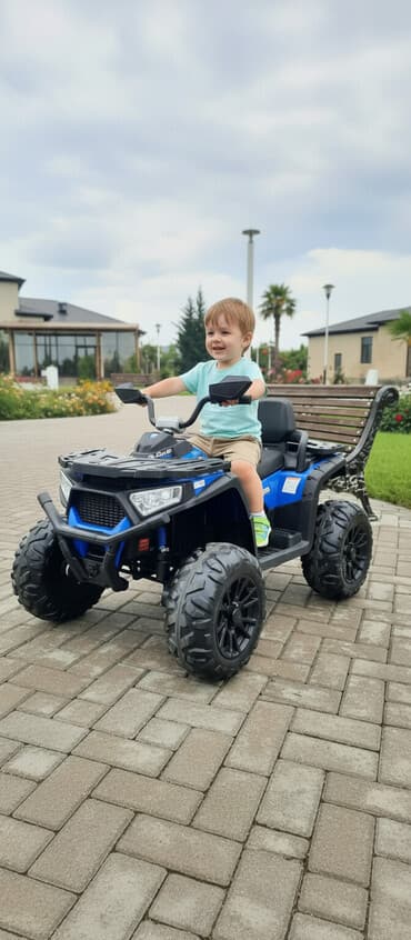 Uşaq üçün elektrikli ATV kvadrosikl - Rəng: mavi-qara - Güclü qabaq