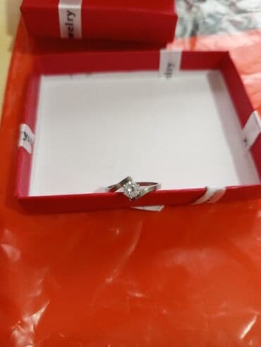 tek qaş üzüklər: Gümüş rəngli tek qas zərif üzük 7olcu 17razmer - Dizayn: Asimmetrik — 11