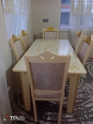 Qonaq otağı üçün, Yeni, Açılmayan, Dördbucaq masa, 6 stul
