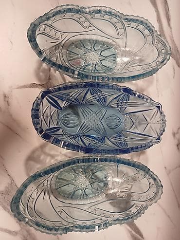 3 reqemi: Məhsul: Mavi çalarda kəsimli şüşə meyvə/göyərti qabları dəsti Təsvir — 2
