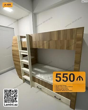 İki mərtəbəli çarpayı – La Mini - Ölçülər: Dərinlik 80 sm, Hündürlük
