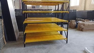 vitrin magaza: Metal anbar rəfi sistemi - Konstruksiya: Qara rəngli möhkəm metal — 1