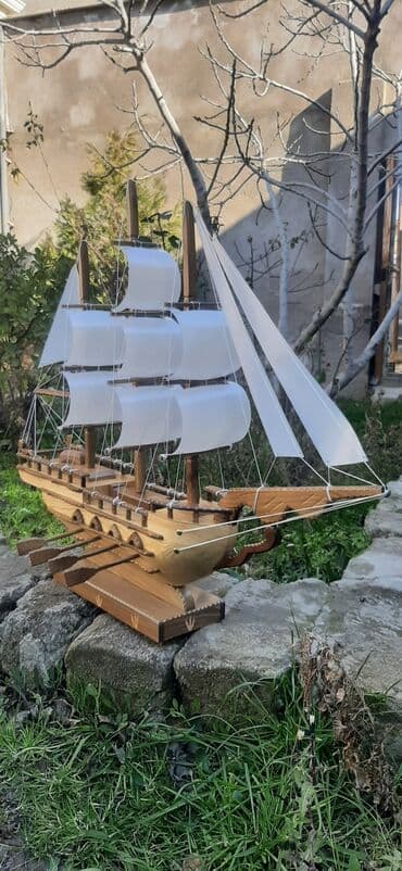 антикварные часы настенные: Taxta yelkənli gəmi maketi - Material: tamamilə ağacdan əl işidir; — 5