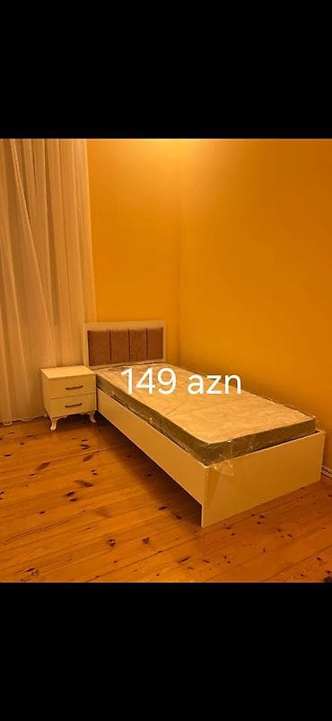 taxta qapi temiri: Tək nəfərlik çarpayı – müxtəlif başlıqlı modellər - Rəng: ağ karkas — 3