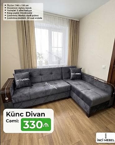 divan: Künc divan, Yeni, Açılan, Bazalı, Parça, Şəhərdaxili pulsuz çatdırılma — 1