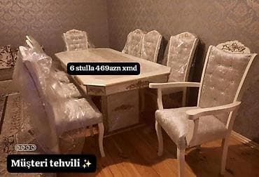 sdul: Yemək otağı üçün dəstlər 1) Klassik dizaynlı masa + 6 stul - Krem — 1