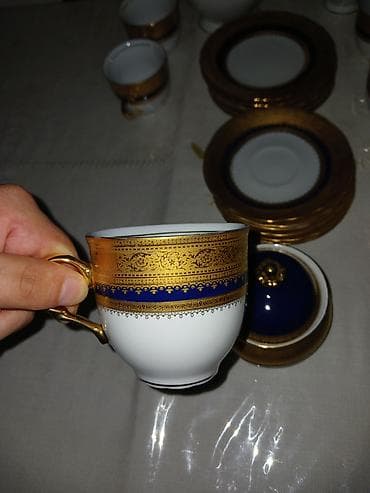 perforator satisi: Çay dəsti, rəng - Göy, Reichenbach, 6 nəfərlik, Almaniya — 3