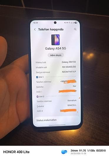Samsung Galaxy A54 5G, 256 GB, rəng - Qara, İki sim kartlı